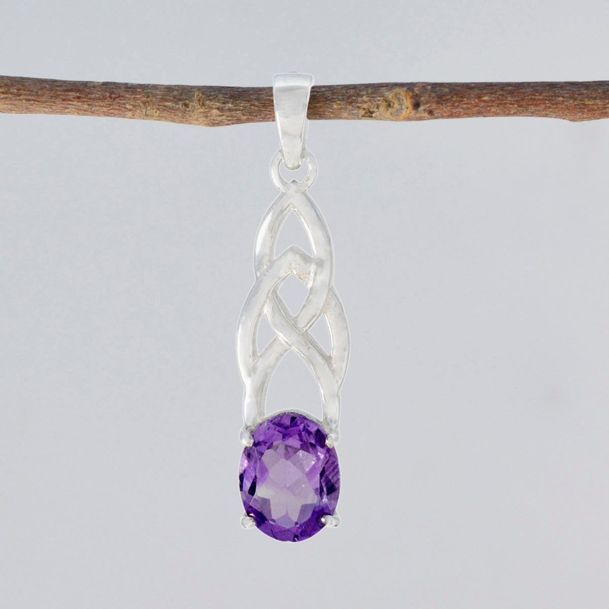 Amethyst Dainty French Sterling Silver Solitaire Rosa Claddagh Purple Pendant Jewellery