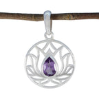 Amethyst Dainty Italian Sterling Silver Solitaire Purple Pendant