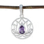 Amethyst Dainty Italian Sterling Silver Solitaire Purple Pendant