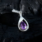 Amethyst Dainty Italian Sterling Silver Solitaire Eliza Contemporary Purple Pendant Jewellery