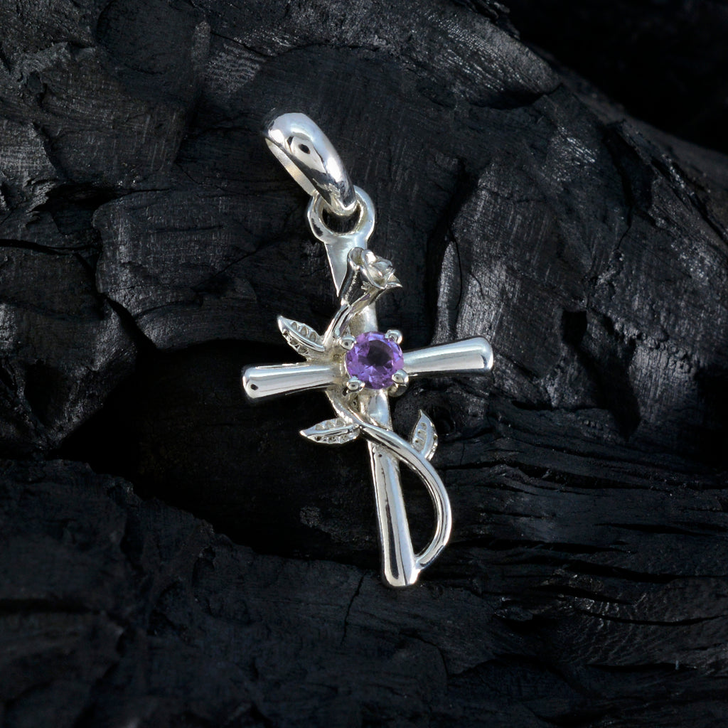 Amethyst Dainty French 92.5 Silver Solitaire Ellie Trendy Purple Pendant Jewellery