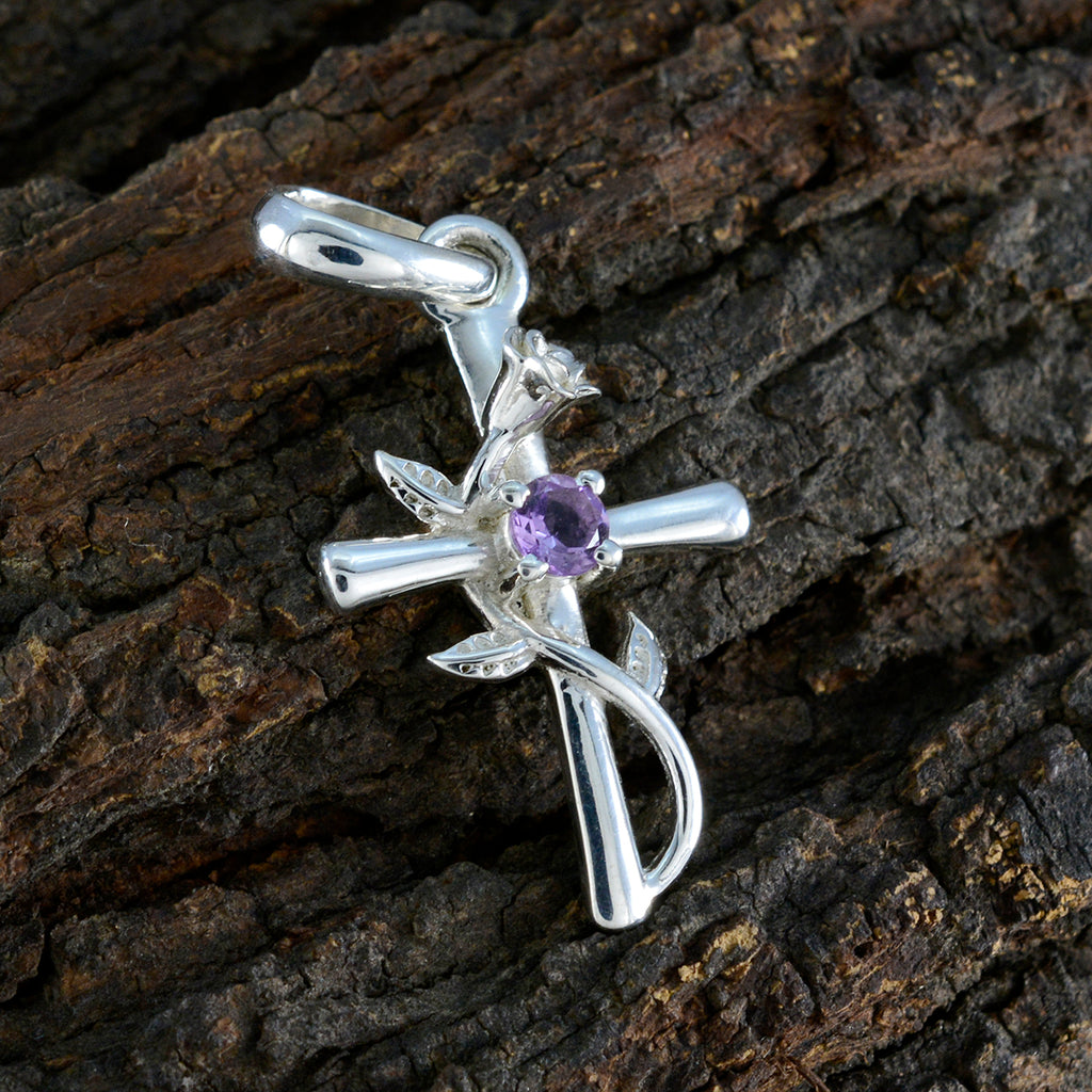 Amethyst Dainty French 92.5 Silver Solitaire Ellie Trendy Purple Pendant Jewellery