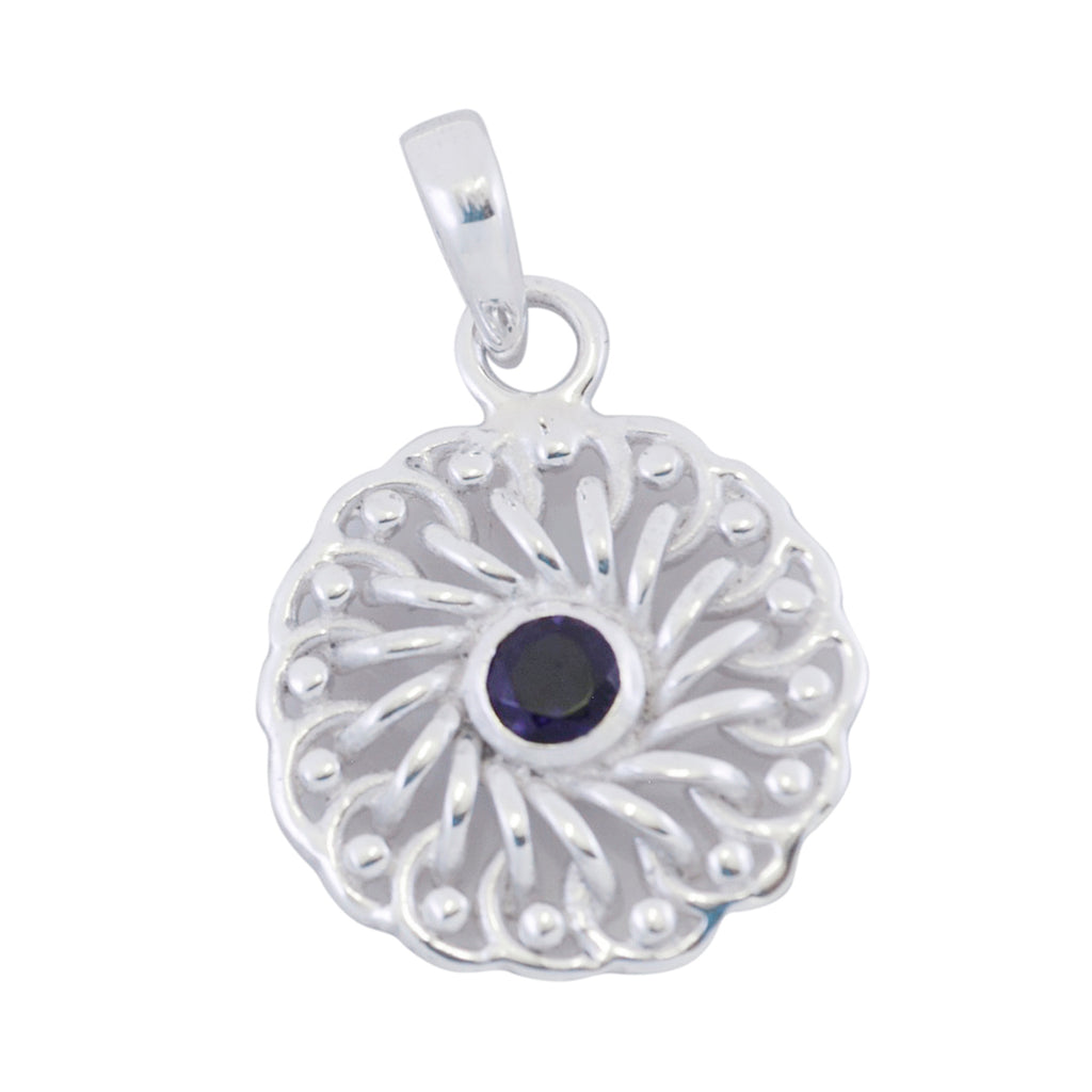 Amethyst Tiny French Silver Solitaire Purple Pendant