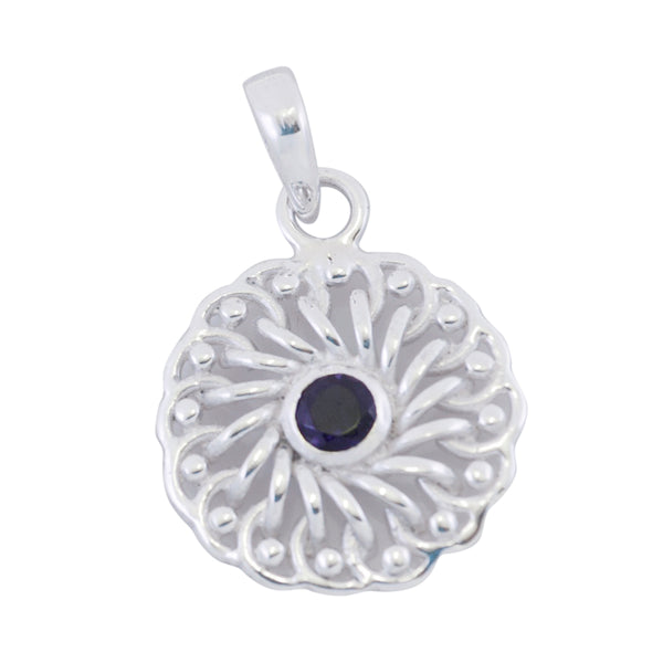 Amethyst Tiny French Silver Solitaire Purple Pendant