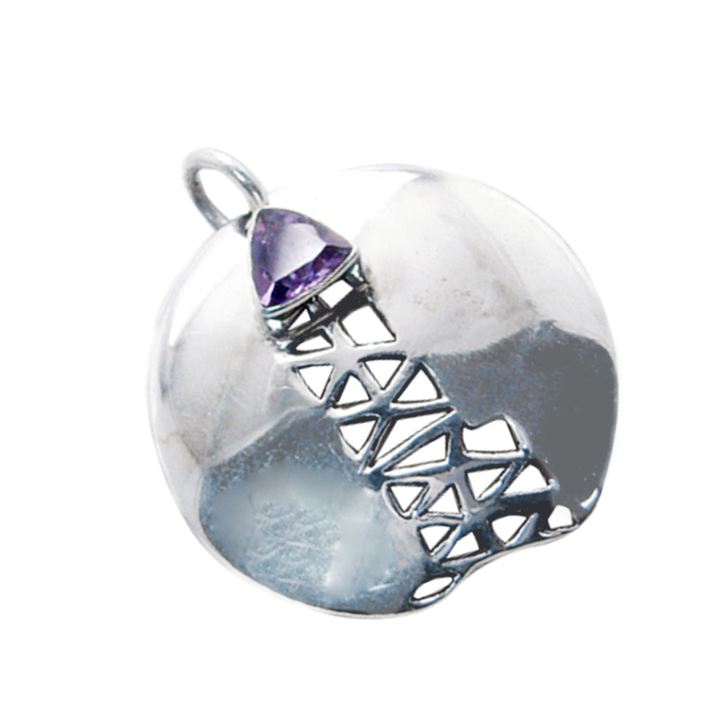 Amethyst Tiny French Silver Solitaire Hannah antique Purple Pendant Jewelry