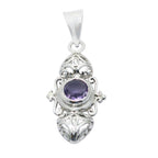 Amethyst Featherlight Italian 925 Silver Solitaire Purple Pendant