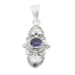 Amethyst Featherlight Italian 925 Silver Solitaire Purple Pendant