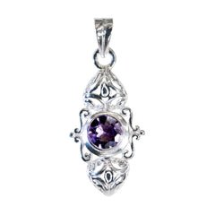 Amethyst Featherlight Italian 925 Silver Solitaire Isabel Victorian Purple Pendant Jewelry