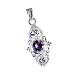 Amethyst Featherlight Italian 925 Silver Solitaire Isabel Victorian Purple Pendant Jewelry