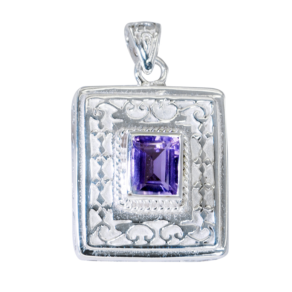 Amethyst Edgy Deutsch Sterling Silber Solitär Lila Anhänger Hauptbild