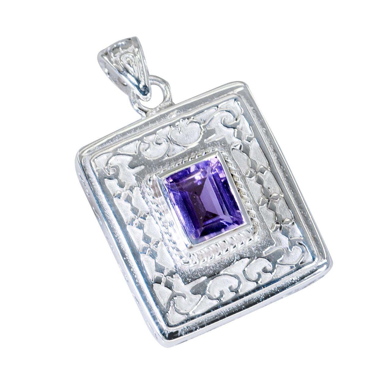 Amethyst Edgy German Sterling Silver Solitaire Katarina Victorian Purple Pendant Jewellery