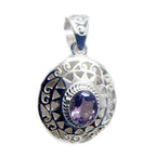Amethyst Statement Spanish 92.5 Silver Solitaire Purple Pendant