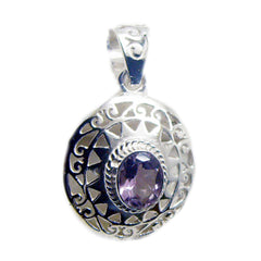 Amethyst Statement Spanish 92.5 Silver Solitaire Purple Pendant