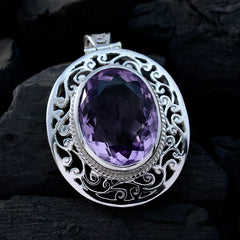 Amethyst Chunky German Sterling Silver Solitaire Nova Geometric Purple Pendant Jewellery