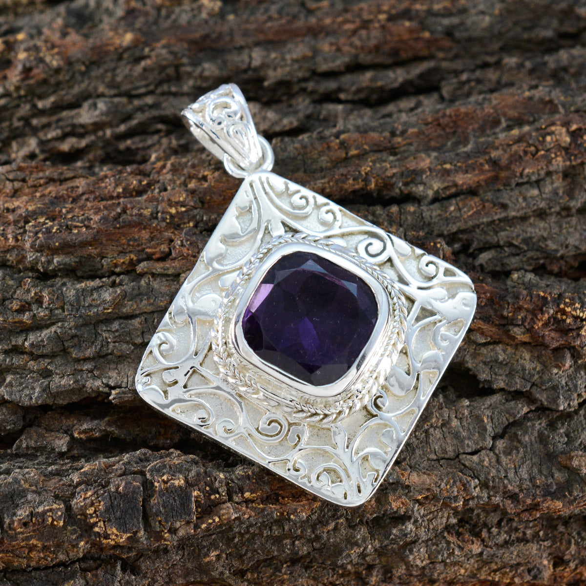 Amethyst Statement Spanish Silver Solitaire Pauline antique Purple Pendant Jewelry