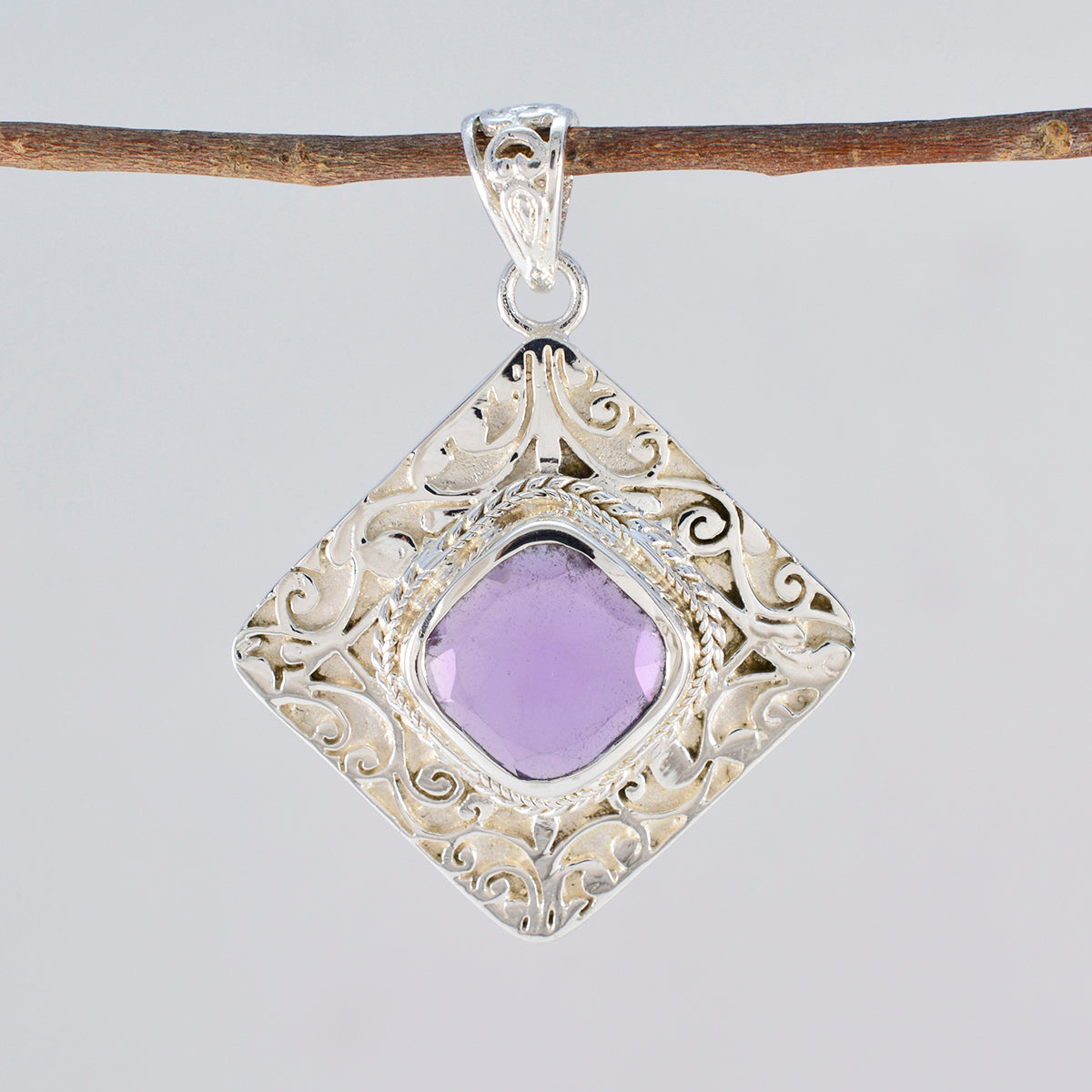Amethyst Statement Spanish Silver Solitaire Pauline antique Purple Pendant Jewelry