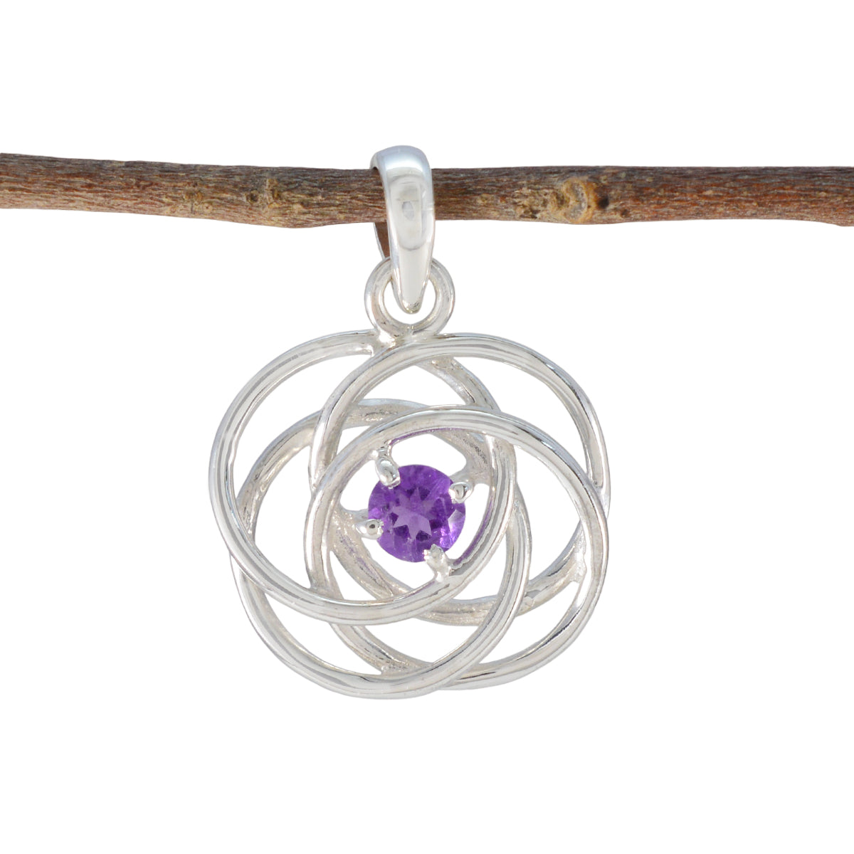 Amethyst Delicate German 925 Silver Solitaire Purple Pendant Image principale du produit
