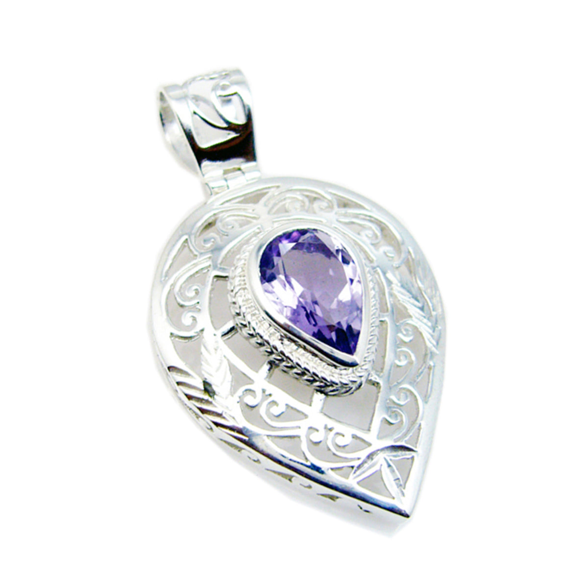 Amethyst Chunky German 925 Silver Solitaire Andrea Vintage Purple Pendant Jewelry