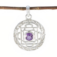 Amethyst Essential Spanish Silver Solitaire Purple Pendant