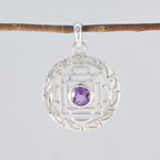 Amethyst Essential Spanish Silver Solitaire Isadora Geometric Purple Pendant Jewelry