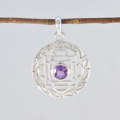 Amethyst Essential Spanish Silver Solitaire Isadora Geometric Purple Pendant Jewelry