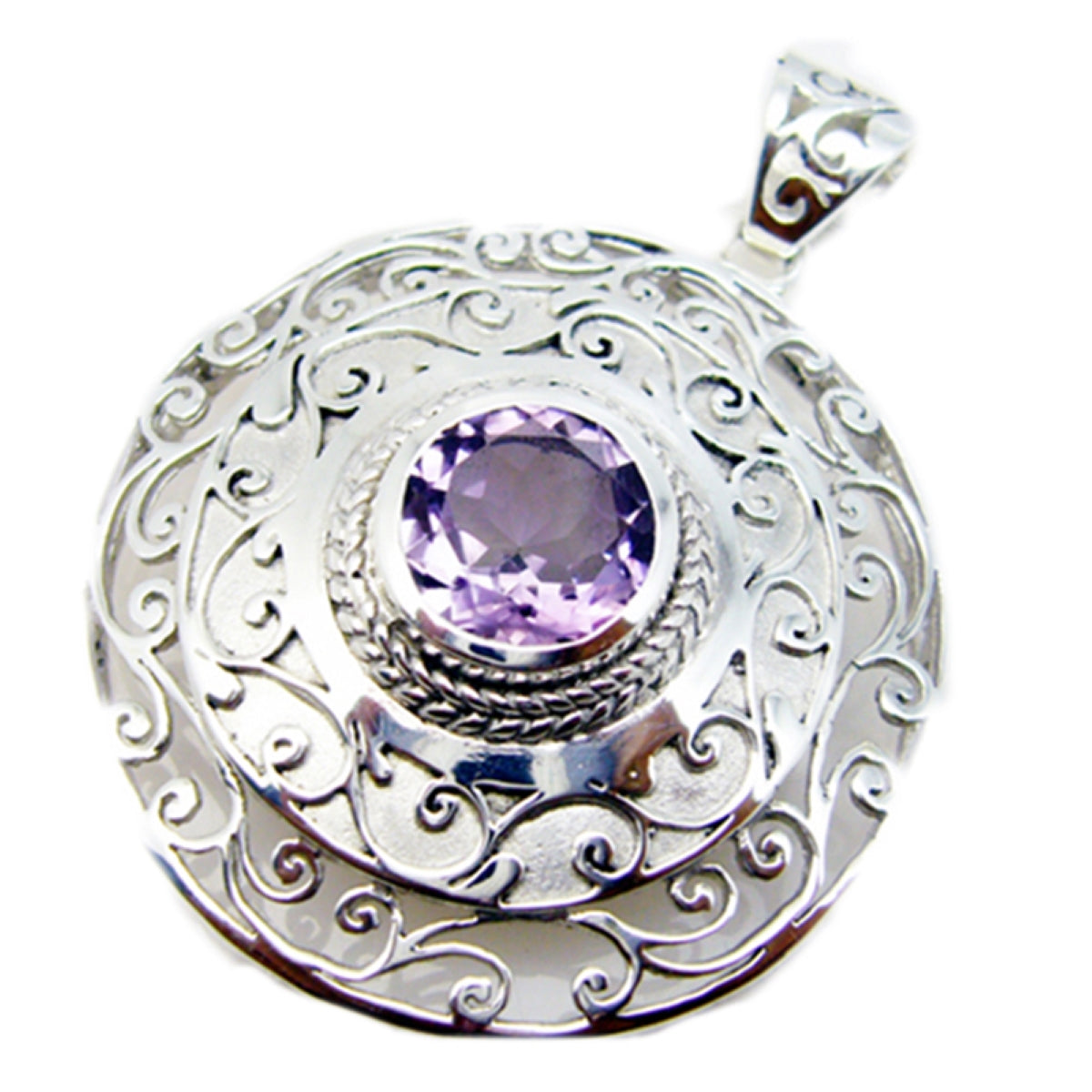 Amethyst Chunky Deutsch Sterling Silber Solitär Audrey Vintage Lila Anhänger Schmuck Hauptbild
