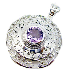 Amethyst Chunky German Sterling Silver Solitaire Audrey Vintage Purple Pendant Jewellery