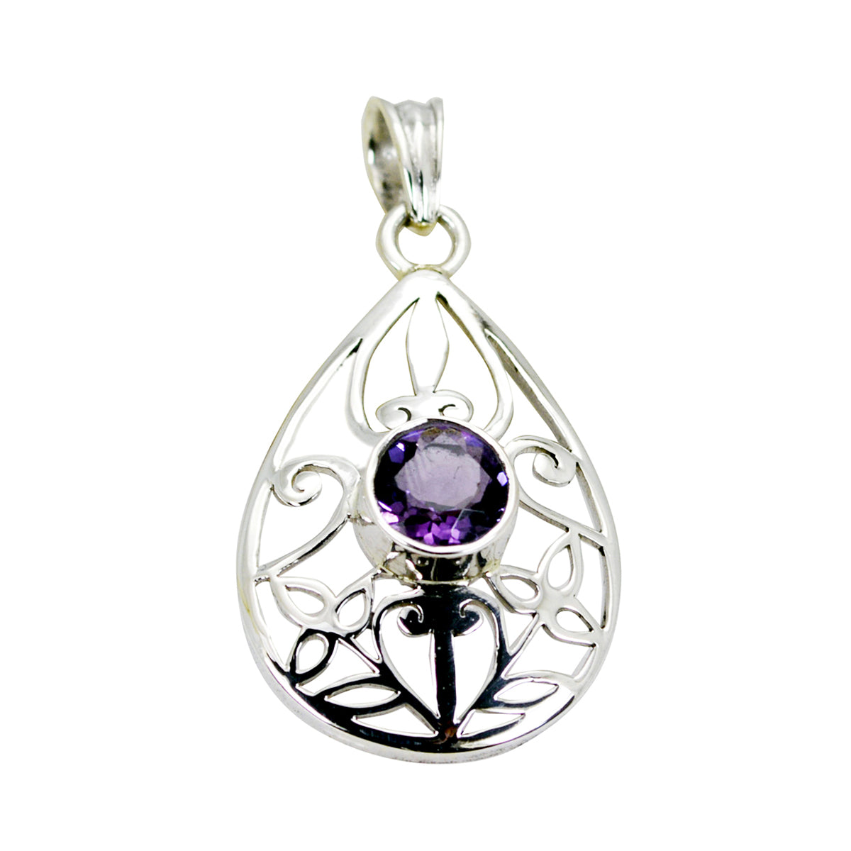 Amethyst Eye-catching Spanish 92.5 Silver Solitaire Purple Pendant Image principale du produit