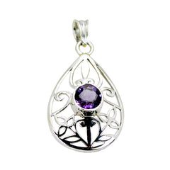 Amethyst Eye-catching Spanish 92.5 Silver Solitaire Purple Pendant