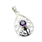 Amethyst Eye-catching Spanish 92.5 Silver Solitaire Autumn Filigree Purple Pendant Jewellery