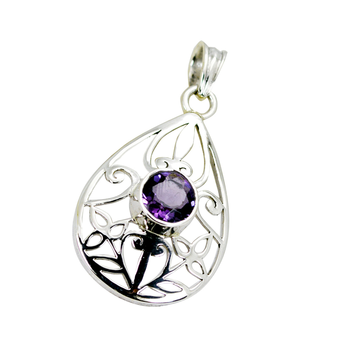 Amethyst Eye-catching Spanish 92.5 Silver Solitaire Autumn Filigree Purple Pendant Jewellery