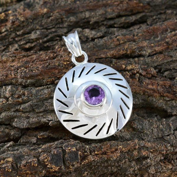 Amethyst Tiny French Silver Solitaire Ava Art-Deco Purple Pendant Jewelry