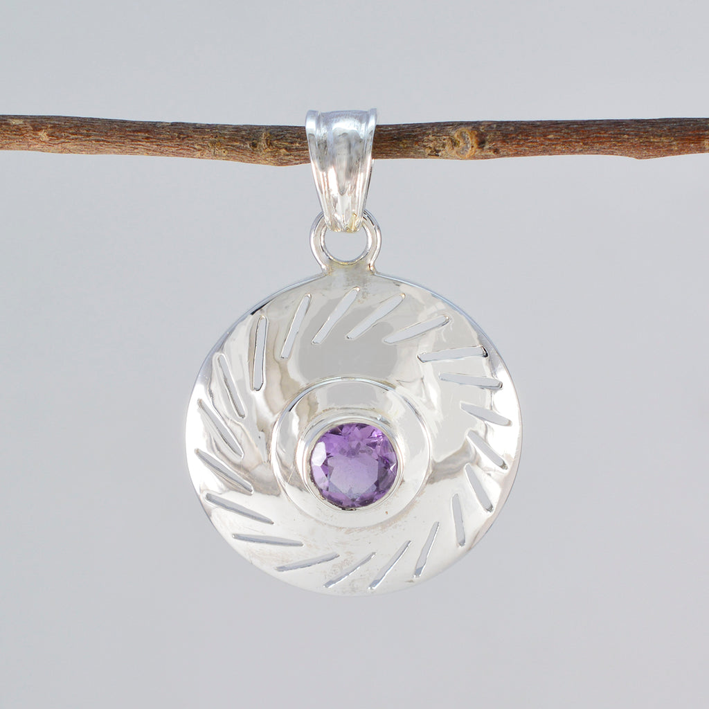 Amethyst Tiny French Silver Solitaire Ava Art-Deco Purple Pendant Jewelry
