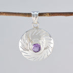 Amethyst Tiny French Silver Solitaire Ava Art-Deco Purple Pendant Jewelry