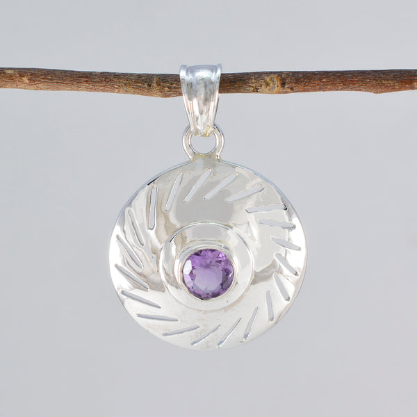 Amethyst Tiny French Silver Solitaire Ava Art-Deco Purple Pendant Jewelry