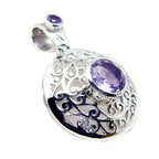 Amethyst Statement German Sterling Silver Toi et Moi Bella Geometric Purple Pendant Jewellery