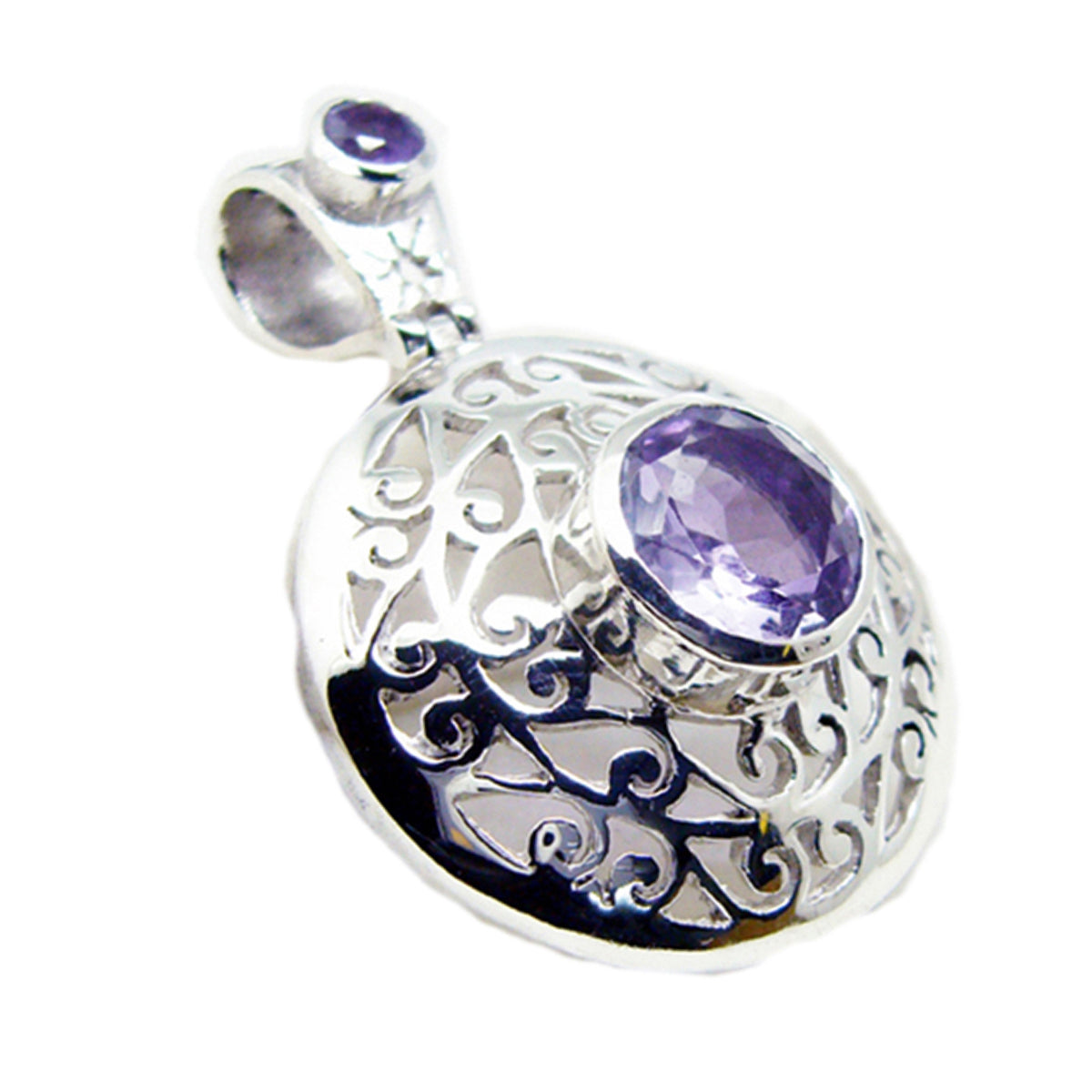 Amethyst Statement German Sterling Silver Toi et Moi Bella Geometric Purple Pendant Jewellery