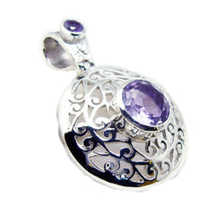 Amethyst Statement German Sterling Silver Toi et Moi Bella Geometric Purple Pendant Jewellery