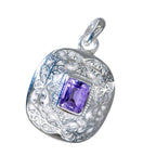 Amethyst Edgy Spanish 92.5 Silver Solitaire Camila antique Purple Pendant Jewellery