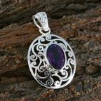 Amethyst Classic German Sterling Silver Solitaire Ellie Filigree Purple Pendant Jewellery