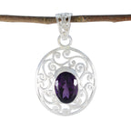 Amethyst Classic German Sterling Silver Solitaire Purple Pendant