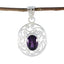 Amethyst Classic German Sterling Silver Solitaire Purple Pendant