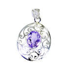 Amethyst Classic German Sterling Silver Solitaire Ellie Filigree Purple Pendant Jewellery