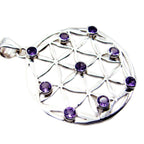 Amethyst Statement Italian 925 Silver Navratna Evelyn Vintage Purple Pendant Jewelry