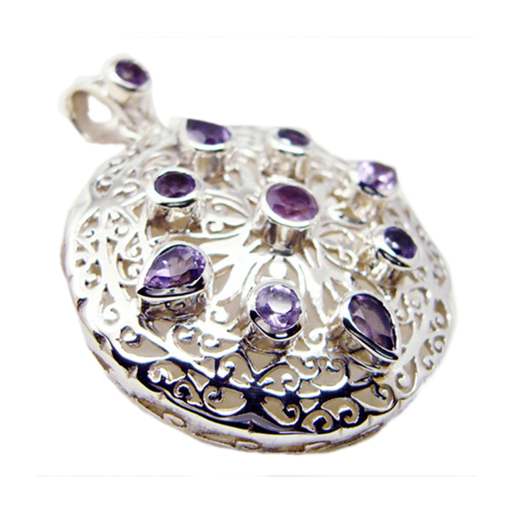 Amethyst Statement French Silver multiple Purple Pendant