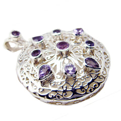 Ciondolo geometrico viola Josephine in argento francese con ametista