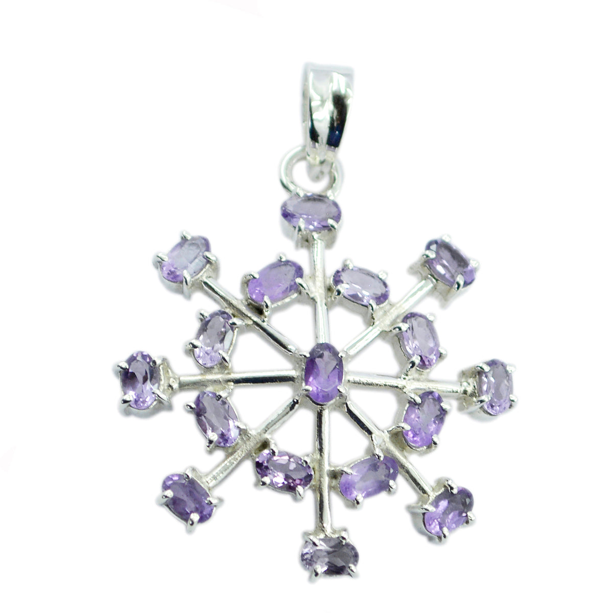 Amethyst Classic Turkish Sterling Silver multiple Purple Pendant