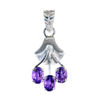 Amethyst Featherlight Egyptian 92.5 Silver Trilogy Purple Pendant