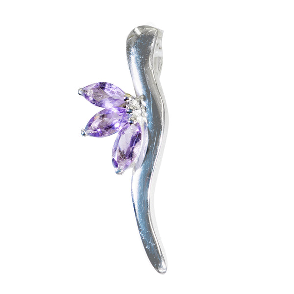 Amethyst Featherlight Russian Silver Trilogy Purple Pendant