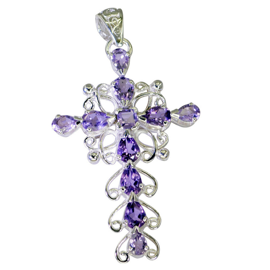 Amethyst Essential Russian 925 Silver multiple Purple Pendant